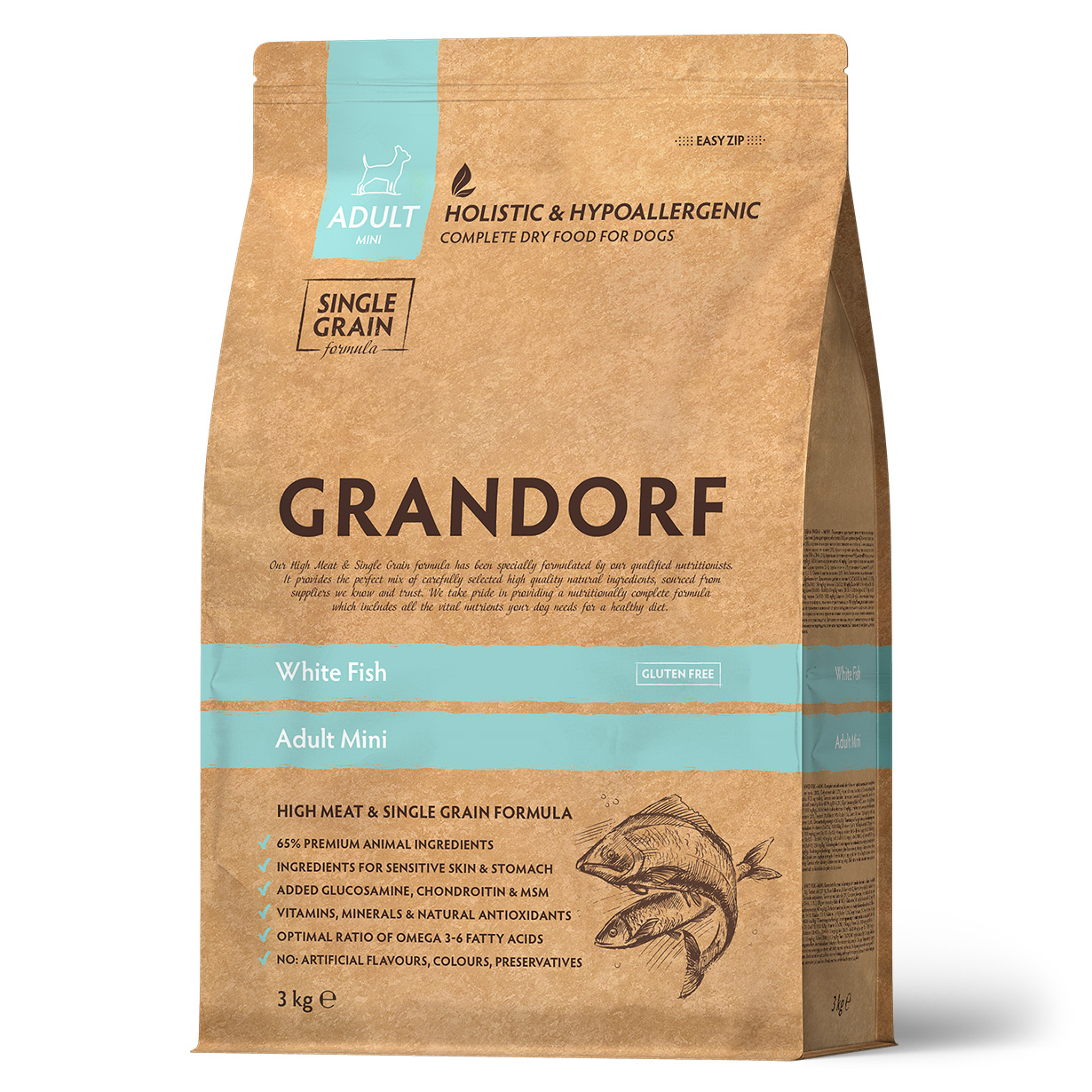 Гипоаллергенный корм GRANDORF DOG White Fish Adult Mini для взрослых собак мелких пород (белая рыба)